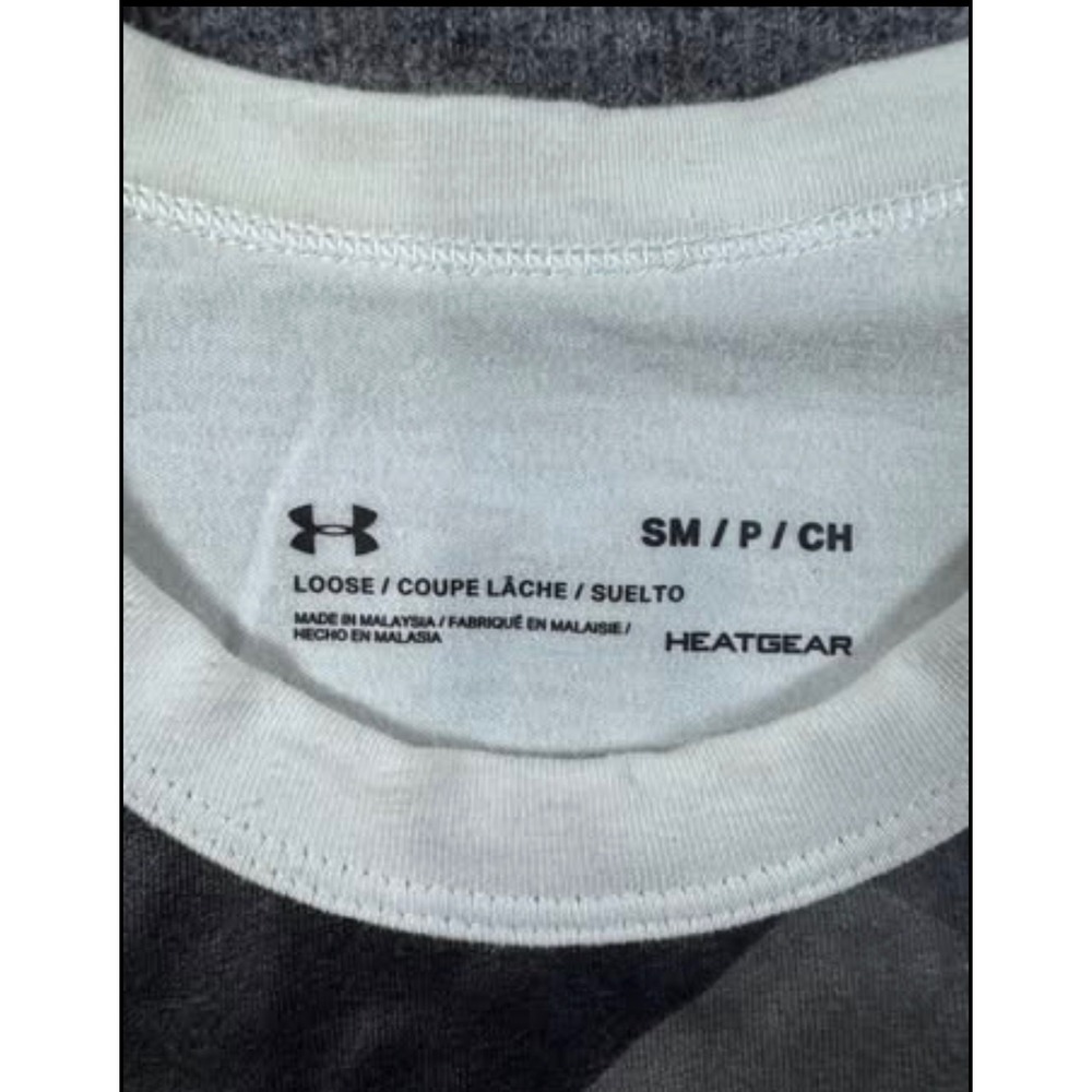 Under Armour Womens HeatGear Muscle Tank Top White Graphic Logo Loose Fit- Small - Picture 2 of 5